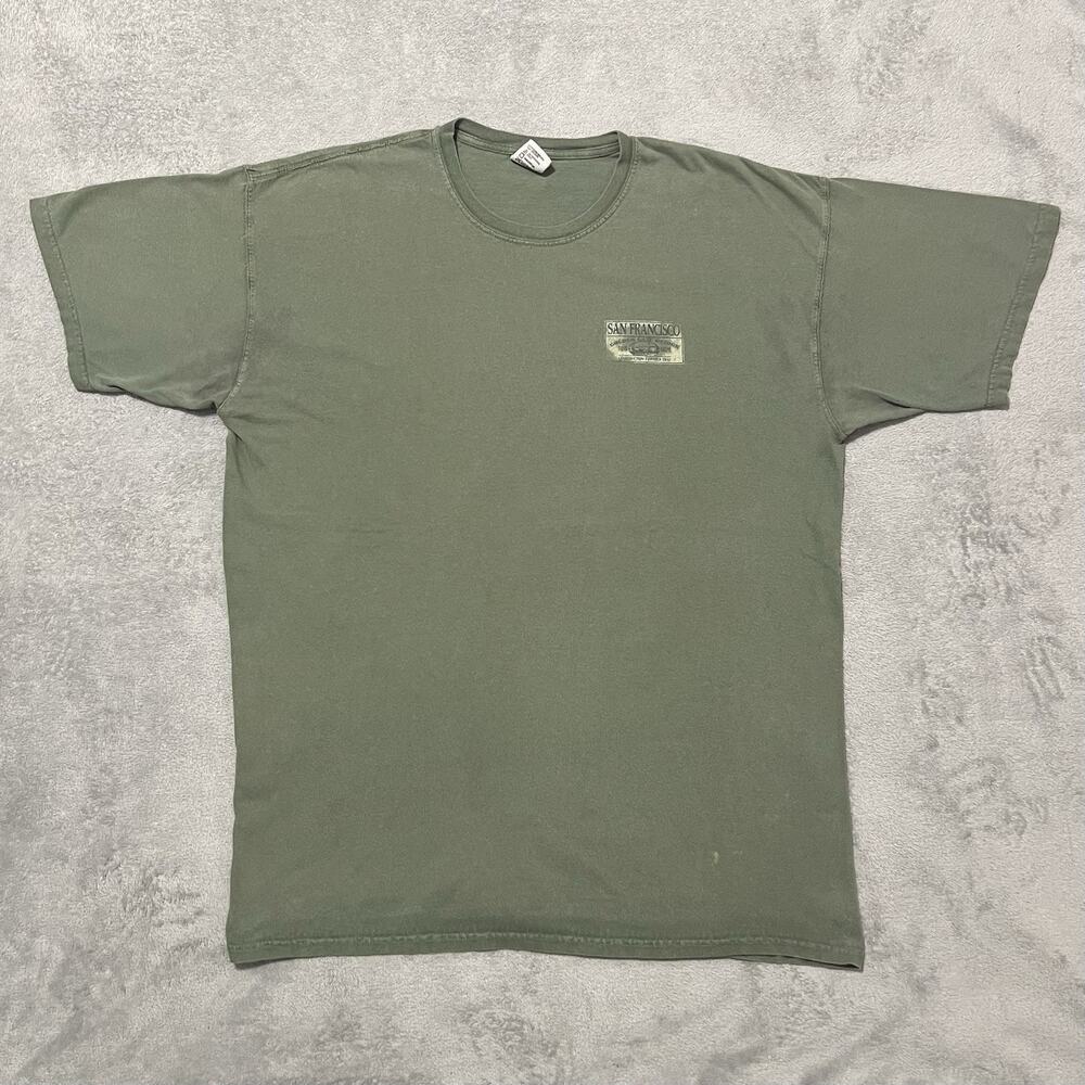 San Francisco T Shirt Mens XL Green Golden Gate Bridge Comfort Colors Tee